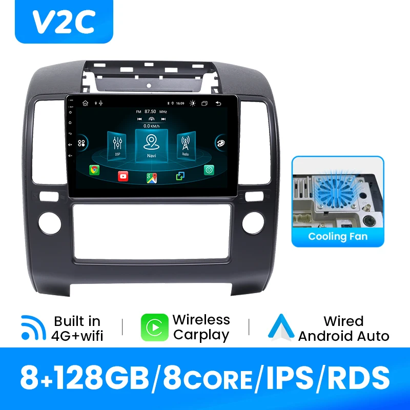 Auto Multimedia Speler Voor Nissan Navara 3 D40 2006-2012 Android 14 GPS Navigatie Draadloze Carplay Radio IPS DSP 4G Wifi RDS