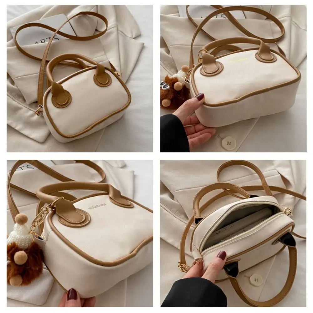 Fashion PU Leather Women Shoulder Bag Square Zipper Crossbody Bag Large Capacity Solid Color Travel Handbag