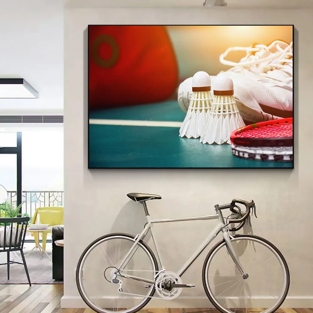 Badminton Poster Canvas Painting, Wall Art Picture, Player Gift, Hall Sports Venue, Students Hang Pictures, Bedrooms Decor