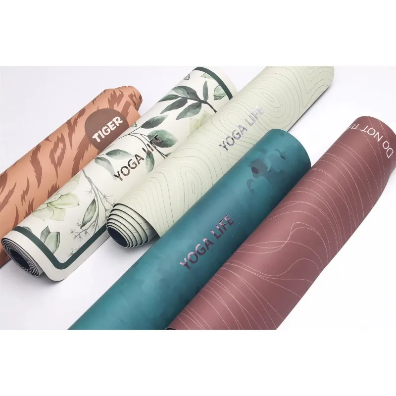 New Custom Print Private Label Marble PU Leather Yoga Mat, Non‑Slip Natural Rubber Material for Home Fitness Workout
