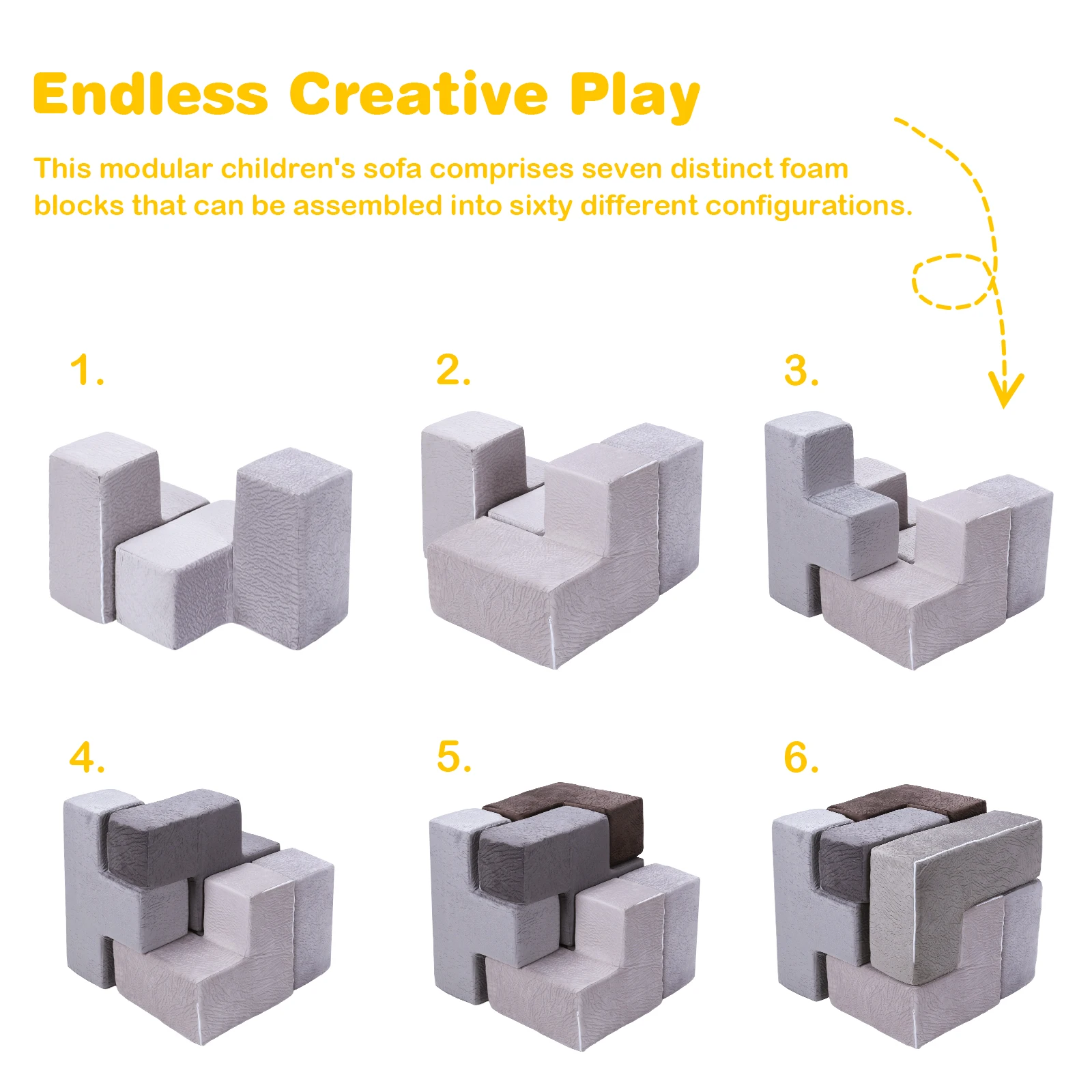 

Модульные диваны-стулья (7 шт.), моющиеся, вдохновляющие на творчество, износостойкие, для детской спальни и игровой комнаты