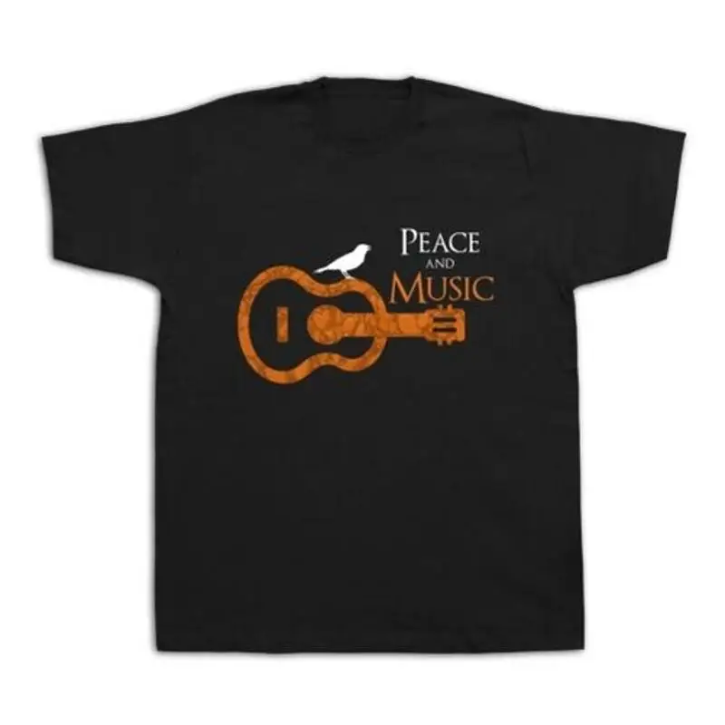 

Новая мужская хлопковая футболка с принтом Peace Music Guitar, забавная модная футболка с рисунком