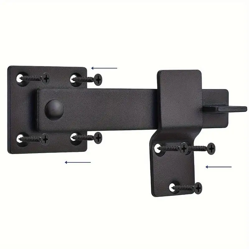 1Pc Heavy Duty Matte Black Metal Barn Door Latch 5.5 Inch Brushed Finish Rotating Handle for Indoor Outdoor Solid Iron Wood