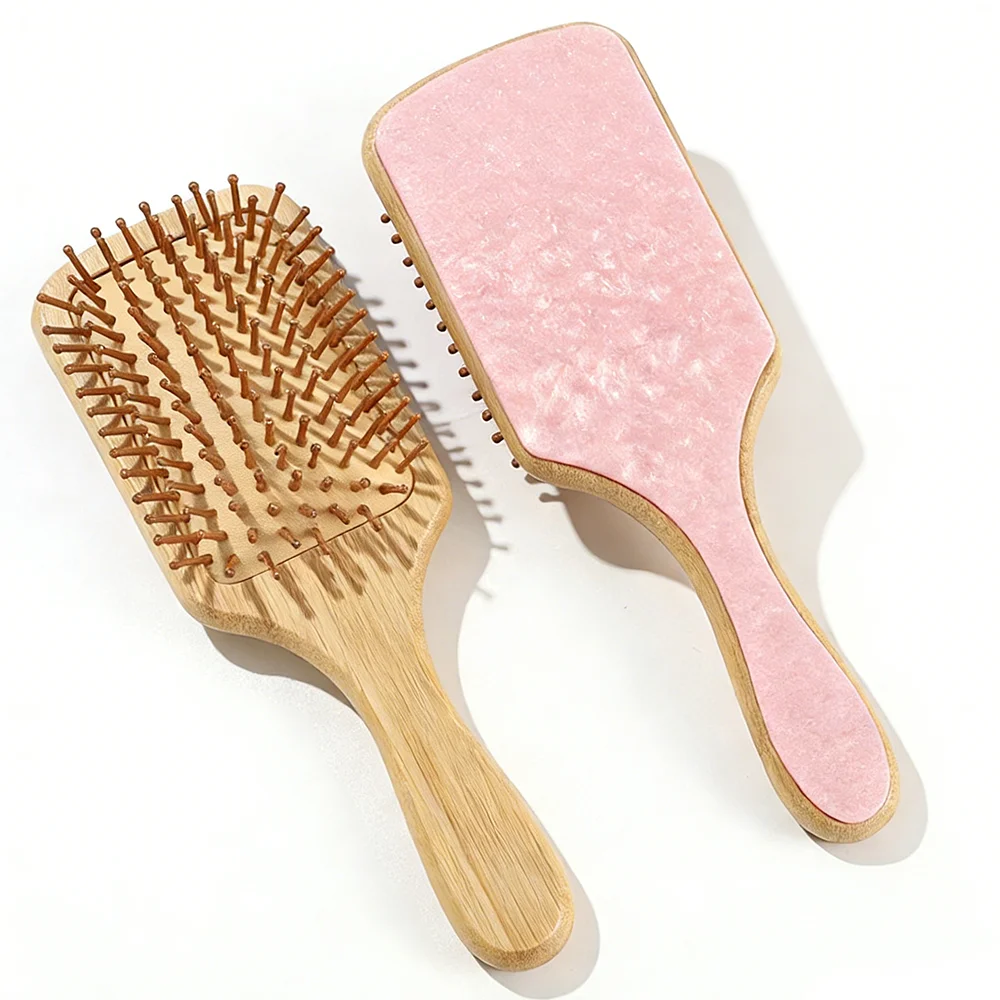 Anti-Static Acetate Hair Comb with Airbag Pad Fashionable OL Style Women's Geometry Hairbrush Handmade Processed Elastic