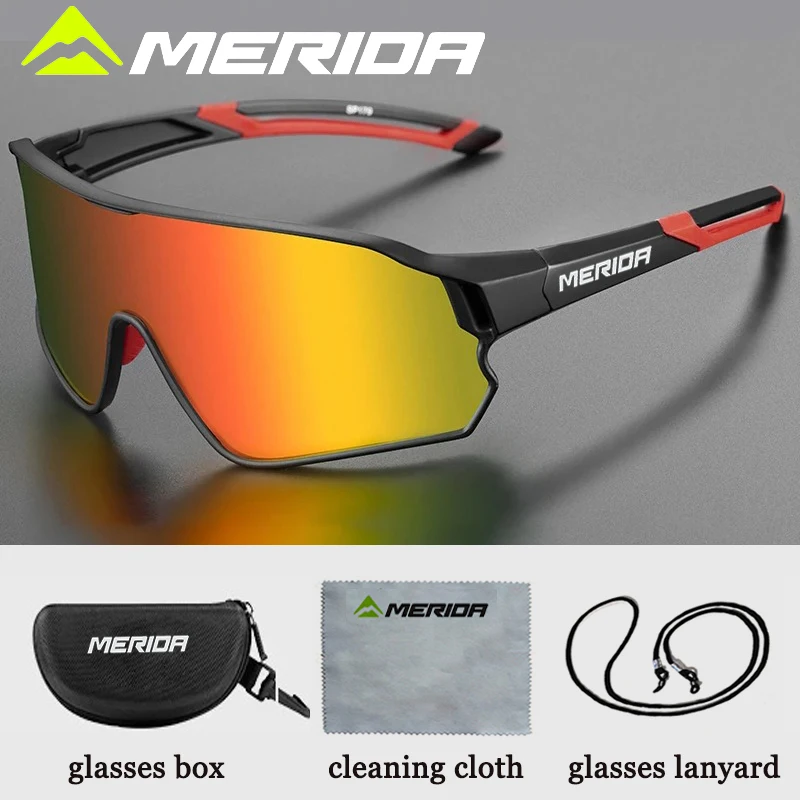 Merida Cycling Sunglasses UV400 Windproof Sports Eyewear for Road Mountain Bike Flexible TR90 Frame Anti-Fog Anti-Scratch