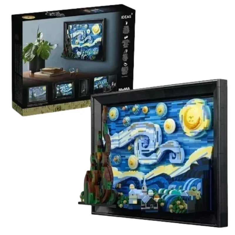 Ideas 2316 Uds. La noche estrellada Vincent Van Gogh modelo bloques de construcción juguetes educativos para niños regalos de navidad 21333
