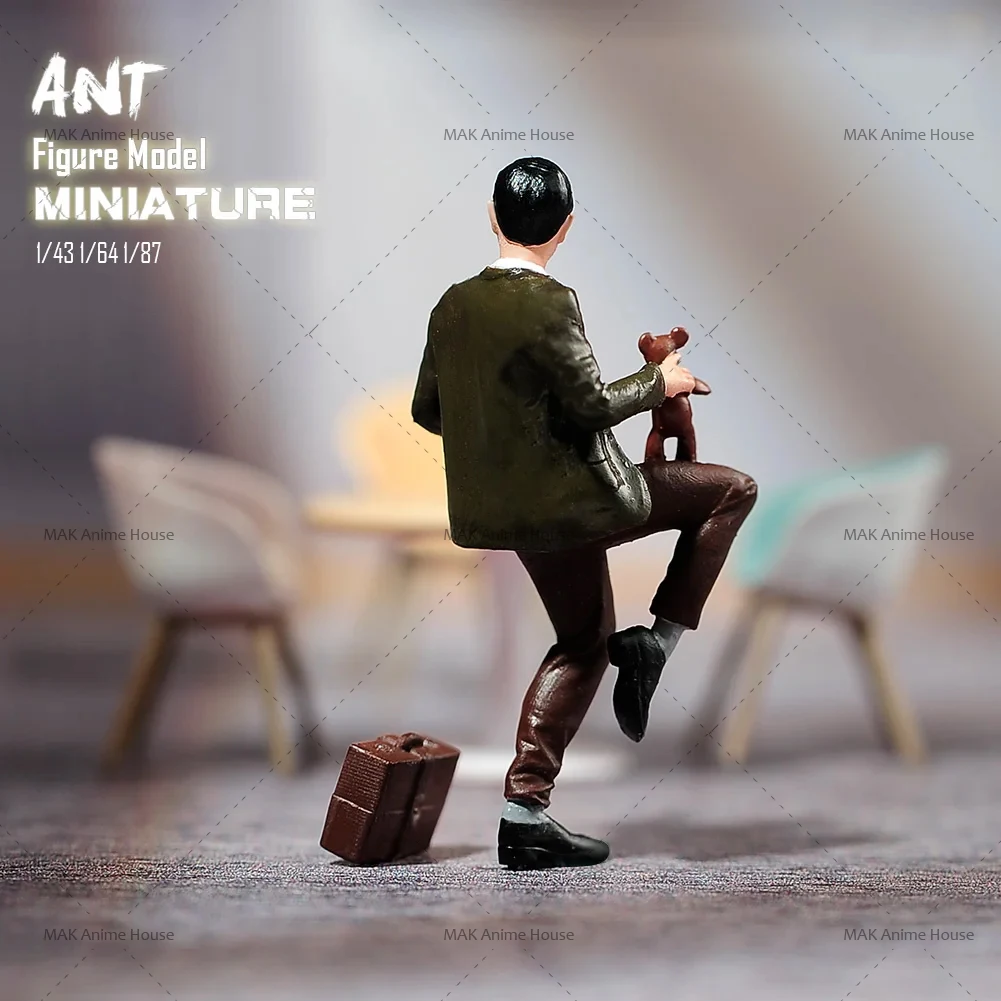 미니어처 1/87 1/64 1/43 1/24 테디 베어와 서류 가방 그림 인형 도색되지 않은 모델 장면 장식 자동차 장난감