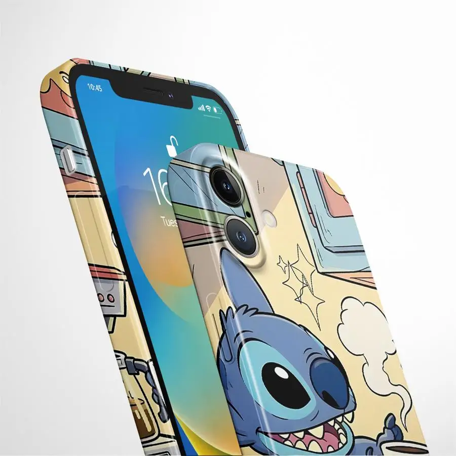 Case for iPhone 16 Pro Max 17 Air XR 14 12 13 15 Plus X 11 Hard Phone Cover Disney Stitch