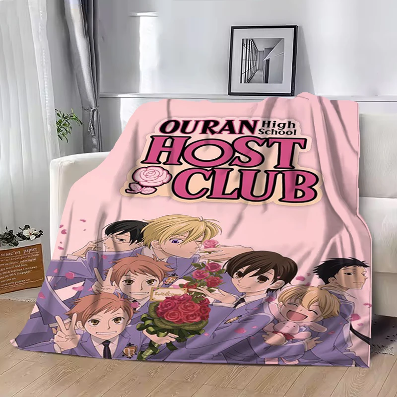 

Ouran High School Host Club Pink Blanket Anime Action Flannel Novelty Warm Throw Blanket for Bed Sofa All Season Travel