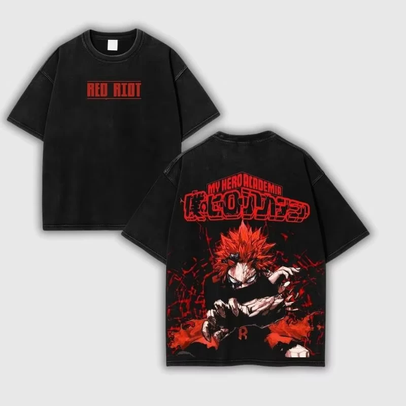 

New Kirishima Eijiro Graphic T Shirt My Hero Academia Anime Washed T-shirt Men Women Clothing Cotton Short Sleeve Tees