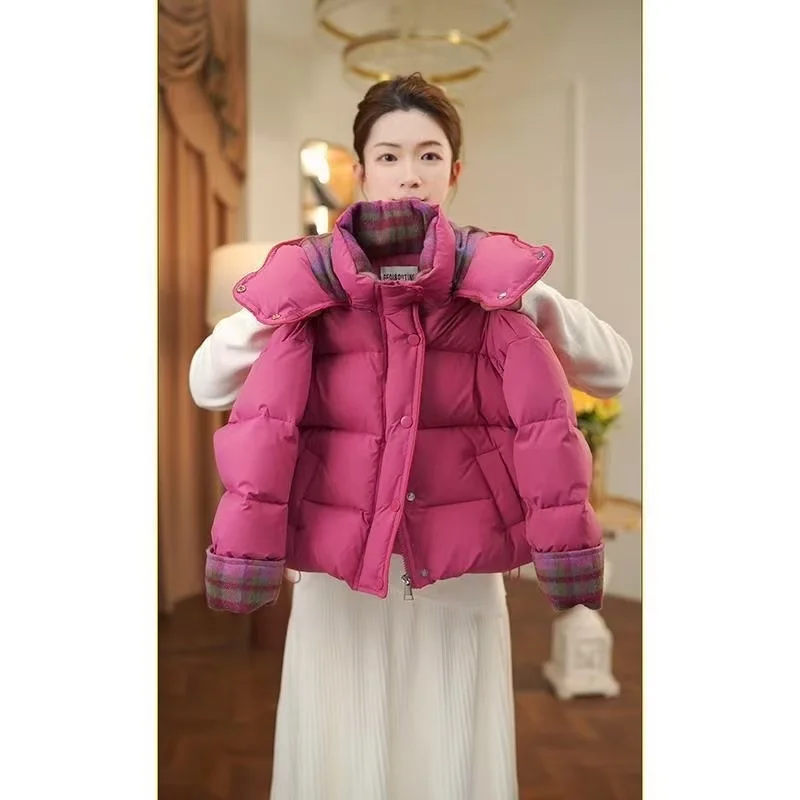 New Winter Girls Short Padded Coat Korean‑Style Hooded Thick Warm Outerwear Stylish Kids Winter Warm Top