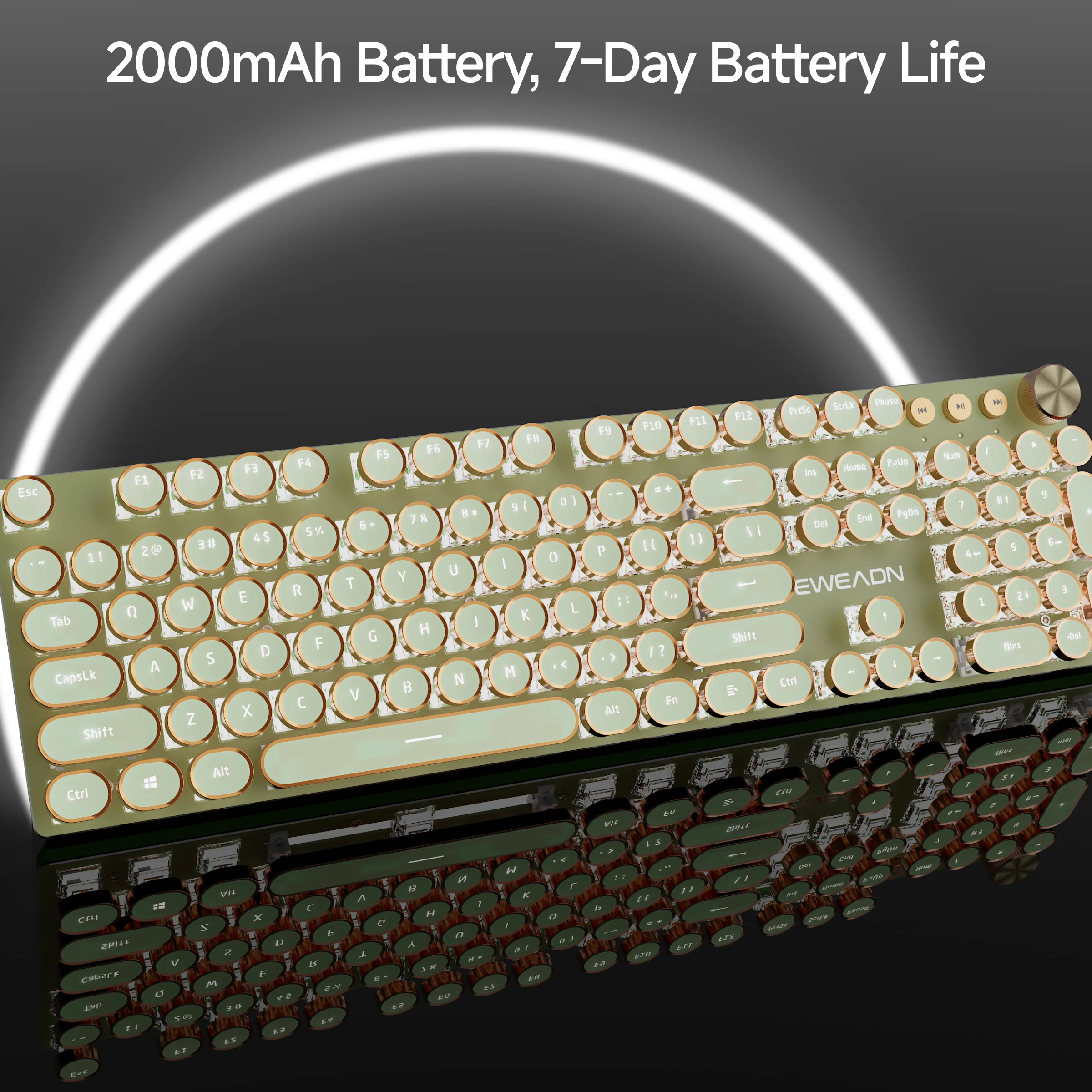 EWEADN Mechanical Keyboard 2.4GHz Wireless/Bluetooth/Wired, Steampunk Style,Ergonomic, Gaming/Esports, Laptop/Desktop/Office - Image 3