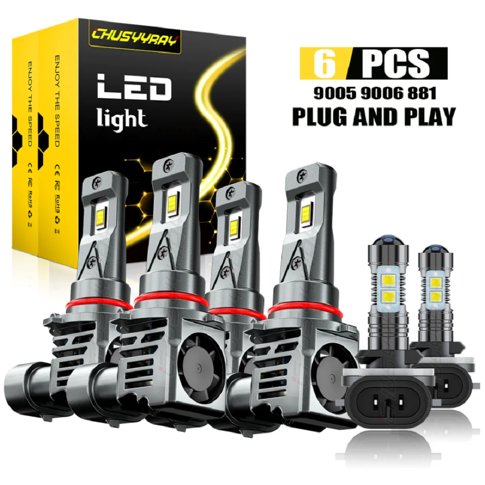 

XWQHJW Car lights For Pontiac Grand Prix 2004-2008 Combo LED Headlights + Fog Lights 6x Bulbs Car accsesories
