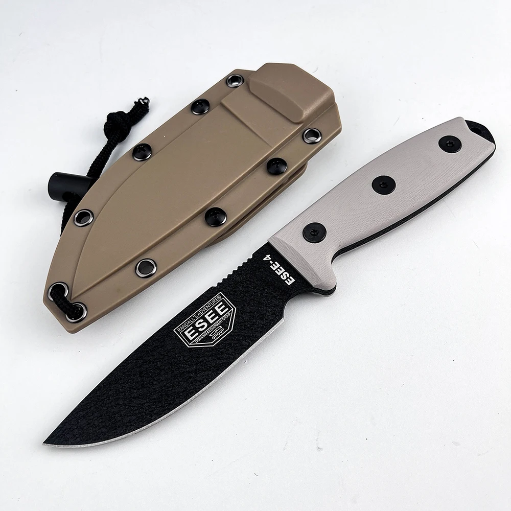 D2-Klinge ESEE 4 Feststehendes Messer mit G10-Griff und kompletter Kydex-Scheide – Ideal für Dschungelabenteuer, Camping, Klettern, Picknick, Angeln, Reisen und Fruchtbehandlung
