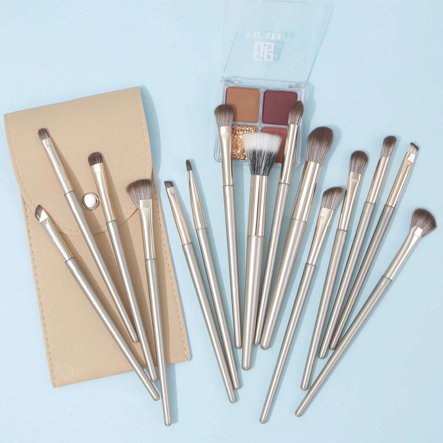 15 pezzi 8 pezzi set di pennelli per trucco dorato super morbido - kit di pennelli per contorno fard per occhi, naso, strumenti cosmetici professionali per il trucco del viso