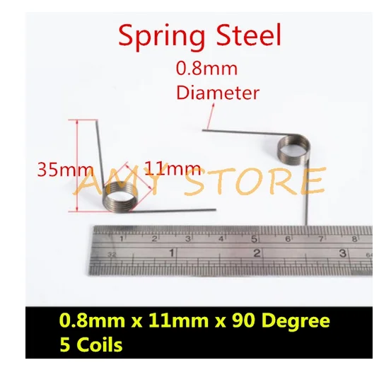 Resorte de torsión en forma de V, resorte pequeño de acero inoxidable 0,3, 0,4, 0,5, 0,6, 0,7, 0,8mm, 90, 304, 135, 175 grados, 10 unidades