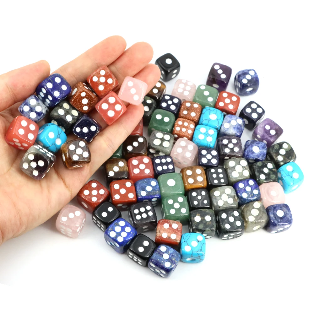 

D6 Dice Natural Stone Round Corner Game 6-Sided Quartz Crystal Dice For Kids Toy Table Board Gaming Bar Club Entertainment Party