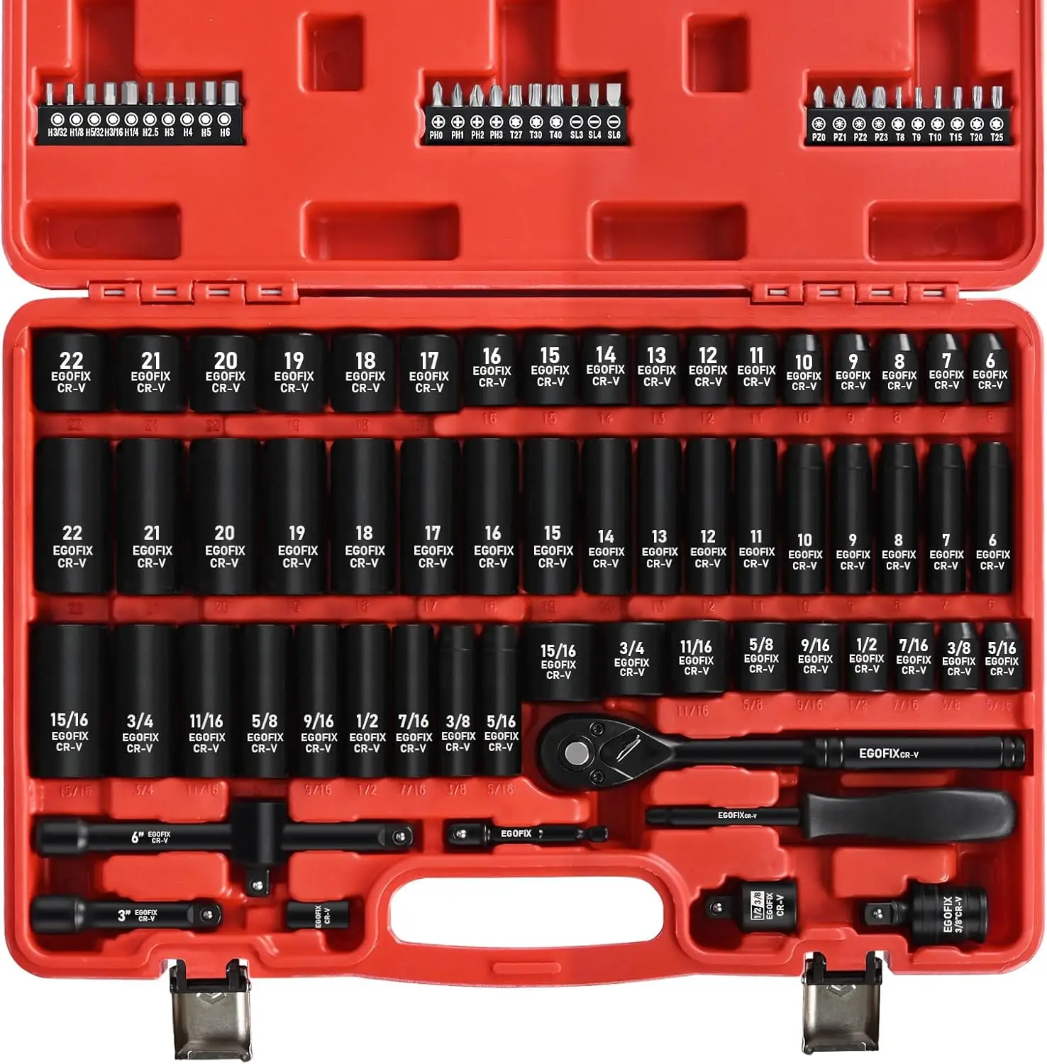 

Набор ударных торцевых ключей на 90 предметов с трещоткой, привод 3/8 дюйма, метрические и дюймовые размеры для авторемонта