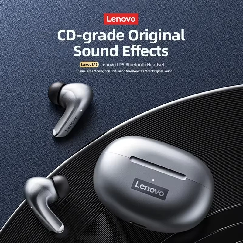 Original Lenovo LP5 TWS Wireless Bluetooth Earphone Long Bat