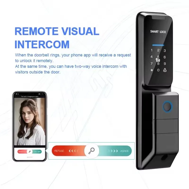 zc02 TUYA Wifi Smart Door Lock for Aluminum Door Fingerprint & Keypad Multiple Password Code Unlocking Smart Home Access