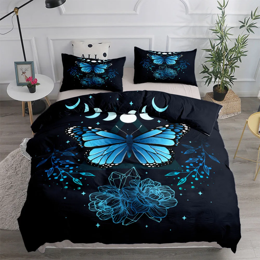 

Neon Butterfly Girl Duvet Cover Set EU Single Double King US Twin Full Queen Size Bed Linen Set