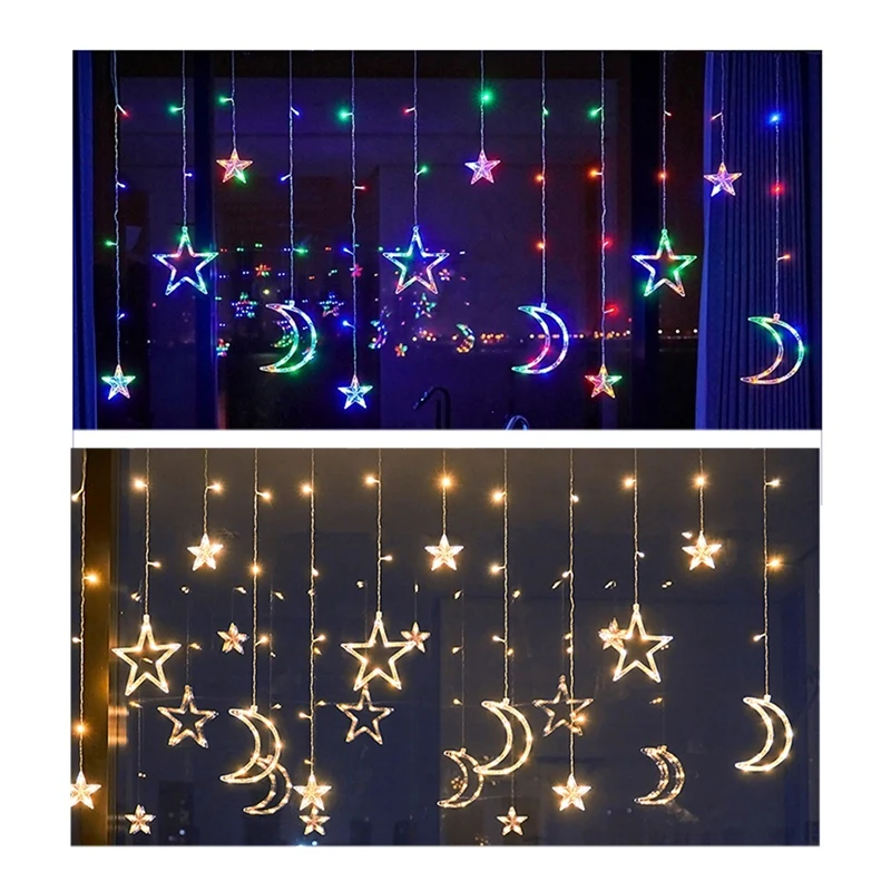 คริสต์มาส Moon Star Window Fairy String ไฟ USB แบตเตอรี่ขับเคลื่อน String Light สําหรับในร่มหน้าต่างห้องนอนเด็ก