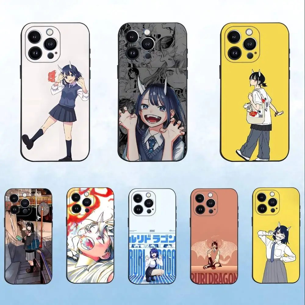 

Anime R-Ruri D-Dragon Phone Case For iPhone 16,15,14,13,12,11 Plus,Pro Max,XS,X,XR,SE,Mini,8,7,Soft Silicone Black Cover