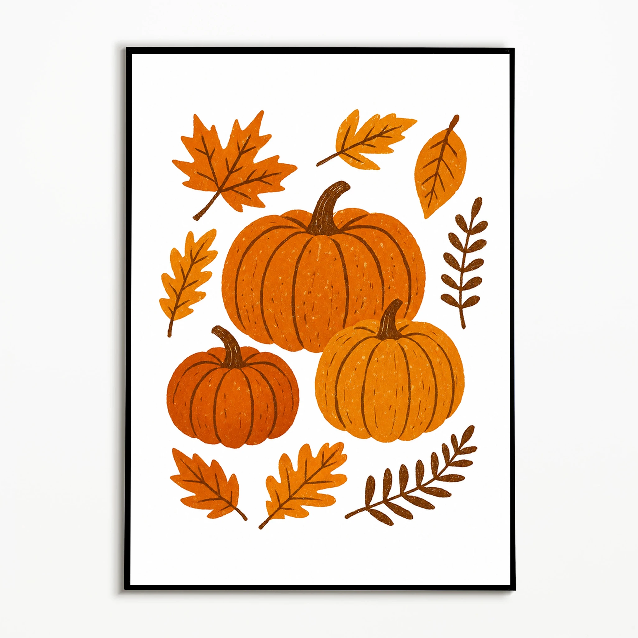 1PC Autumn Harvest Fruits Vegetables Poster Pumpkin Corn Maple Leaf Wall Art Thanksgiving Day Canvas Printing Fall Gift