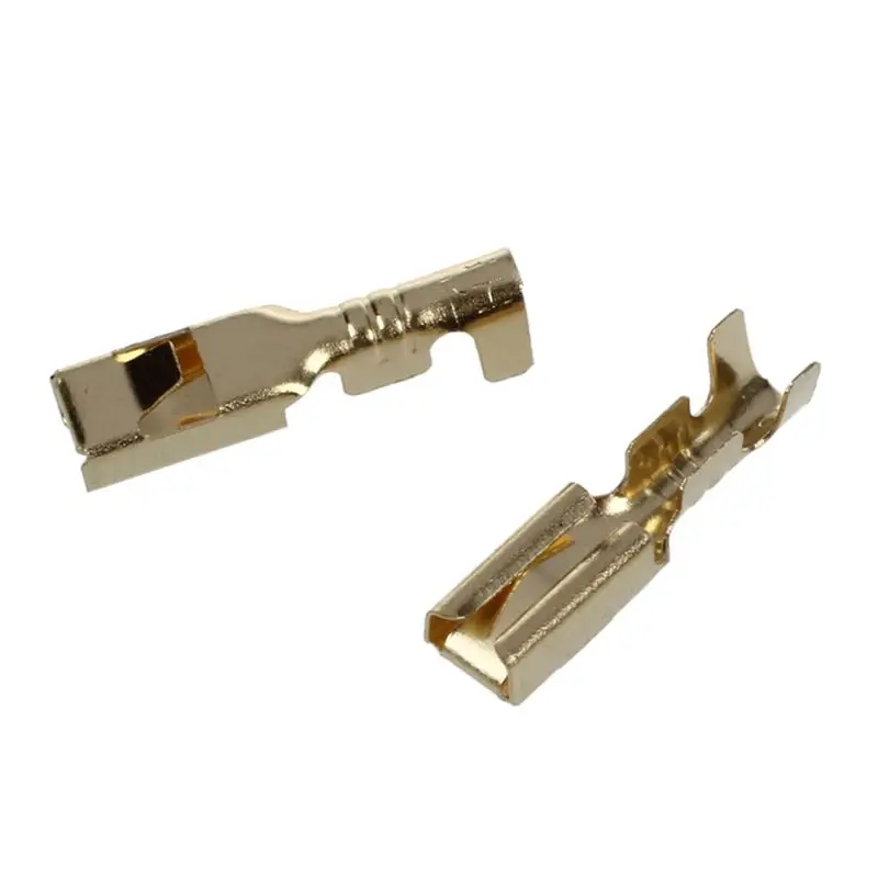 DT17 100 Stück Buchsenkabelklemmen für 2,8-mm-Steckverbinder aus Messing in Goldton