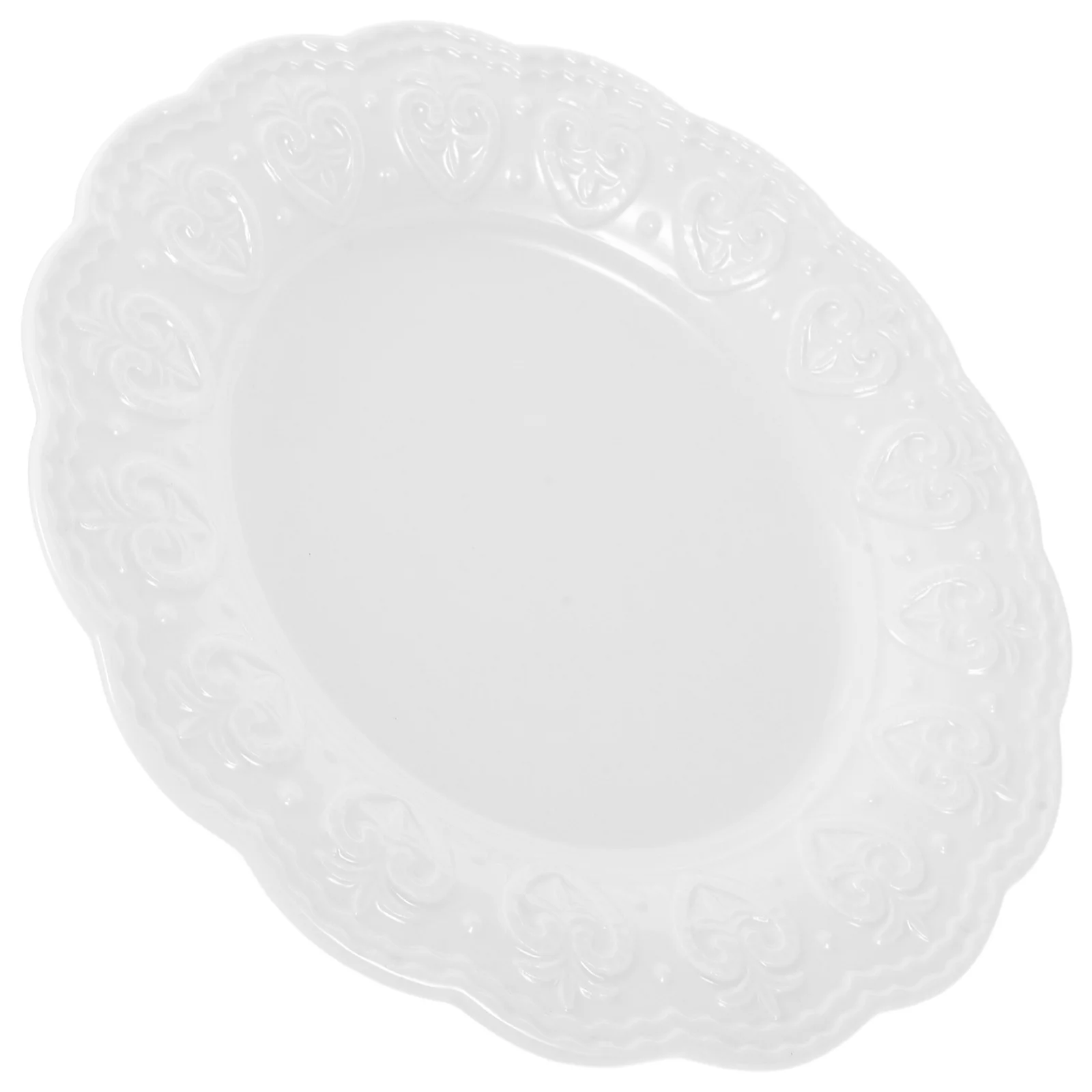 

Creative Ceramic Round Dessert Display Plate Unique Embossed Design Decorative Cake Platter Pastry Snack Tray Kitchen Serving