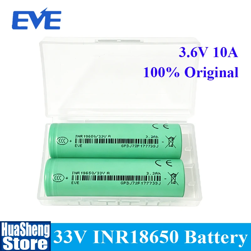 High Performance EVE 33V INR18650 Battery 3300mAh 3.6V 10A Rechargeable Li-ion Cell for E-Bike Vacuum Cleaner PowerTool