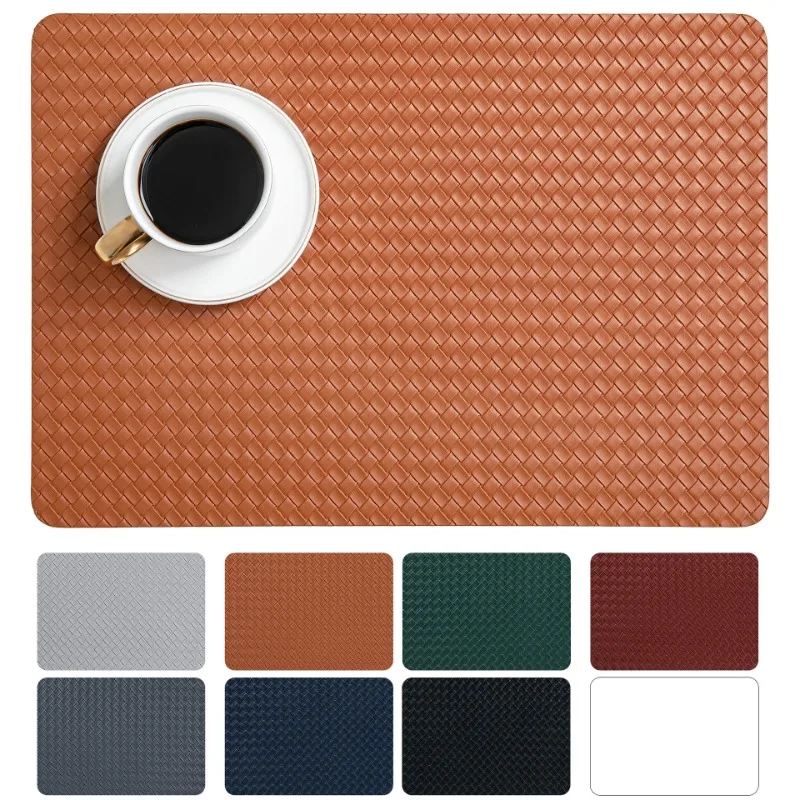 

Nordic Double-Sided Woven PU Placemats - Heatproof 100°C Anti-Slip Set (1-10Pcs),Hotel-Grade 43x30cm Table Mats for Dining Decor