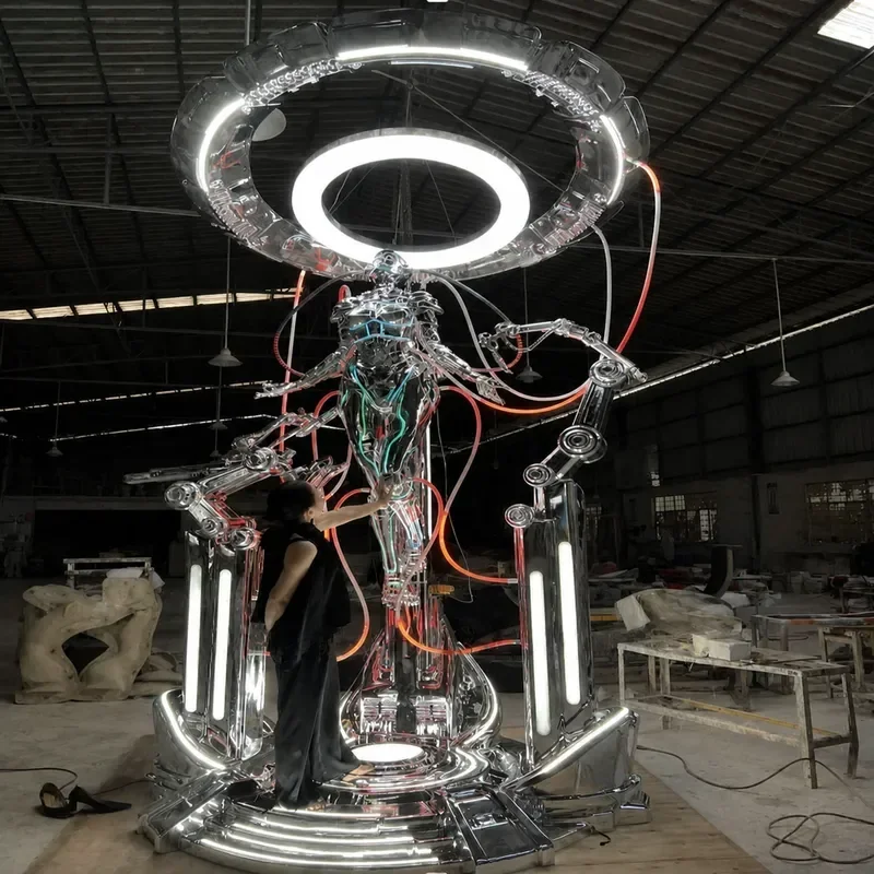 Luminous Muse Large Fiberglass Sculpture Ornament Installation for Bar KTV Home Decor Modern Art Statue Light Up Display