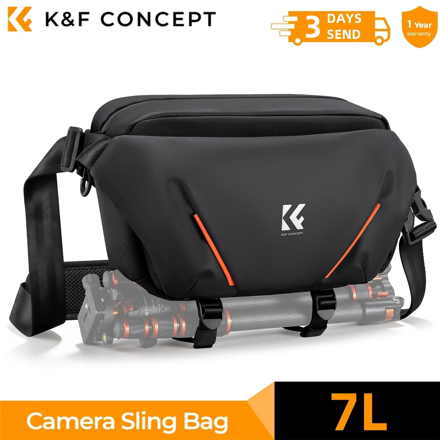 

K&F CONCEPT 7L Lightweight Camera Sling Bag Travel Photography Shoulder Bag For Canon Sony Nikon DSLR Camera Case Tripod Holder