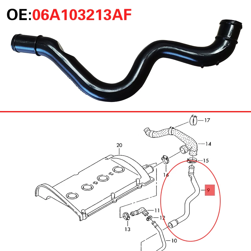 06A103213AF for Audi A3 TT VW Bora Jetta Golf Crankcase ventilation pipe one-way valve engine exhaust pipe
