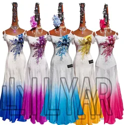 Ball Dress Standard Competition Skirt Modern Dance Performance Embroidery Customizable Children's Size Ballroom Dress