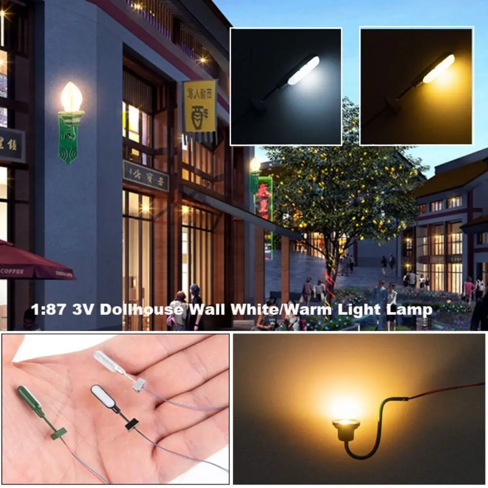

3V Dollhouse Wall Lamp ABS Metal Material 2 Styles White/Warm Light Model Doll House Garden Decor Sand Table Chandelier