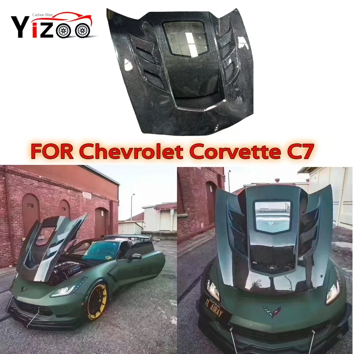 

For Chevrolet Corvette C7 Carbon Fiber Front Engine Cover Car Air Hood Intake Panel Bonnet 2014-2019 Body Kit Accessories