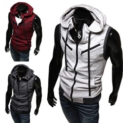 2023 neue Mode Reiß verschluss Cardigan Sweater Herren ärmellose Kapuzen weste Jacke plus Größe S-4XL Streetwear Weste Hoodies