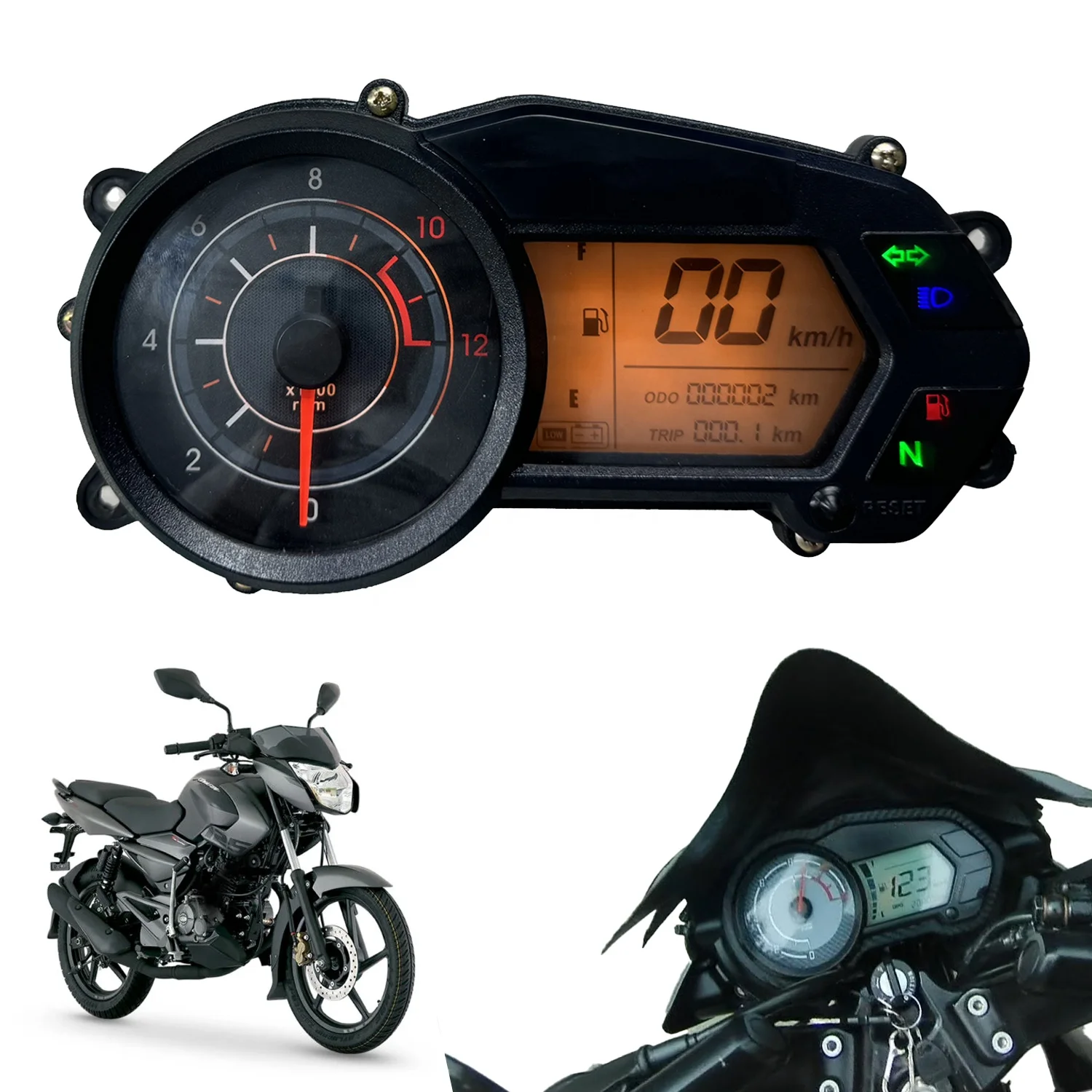 

LCD Digital Panel Speed Measuring Instrument Mileage Meter Tachometer for Rouser NS125Fi Pulsar 135