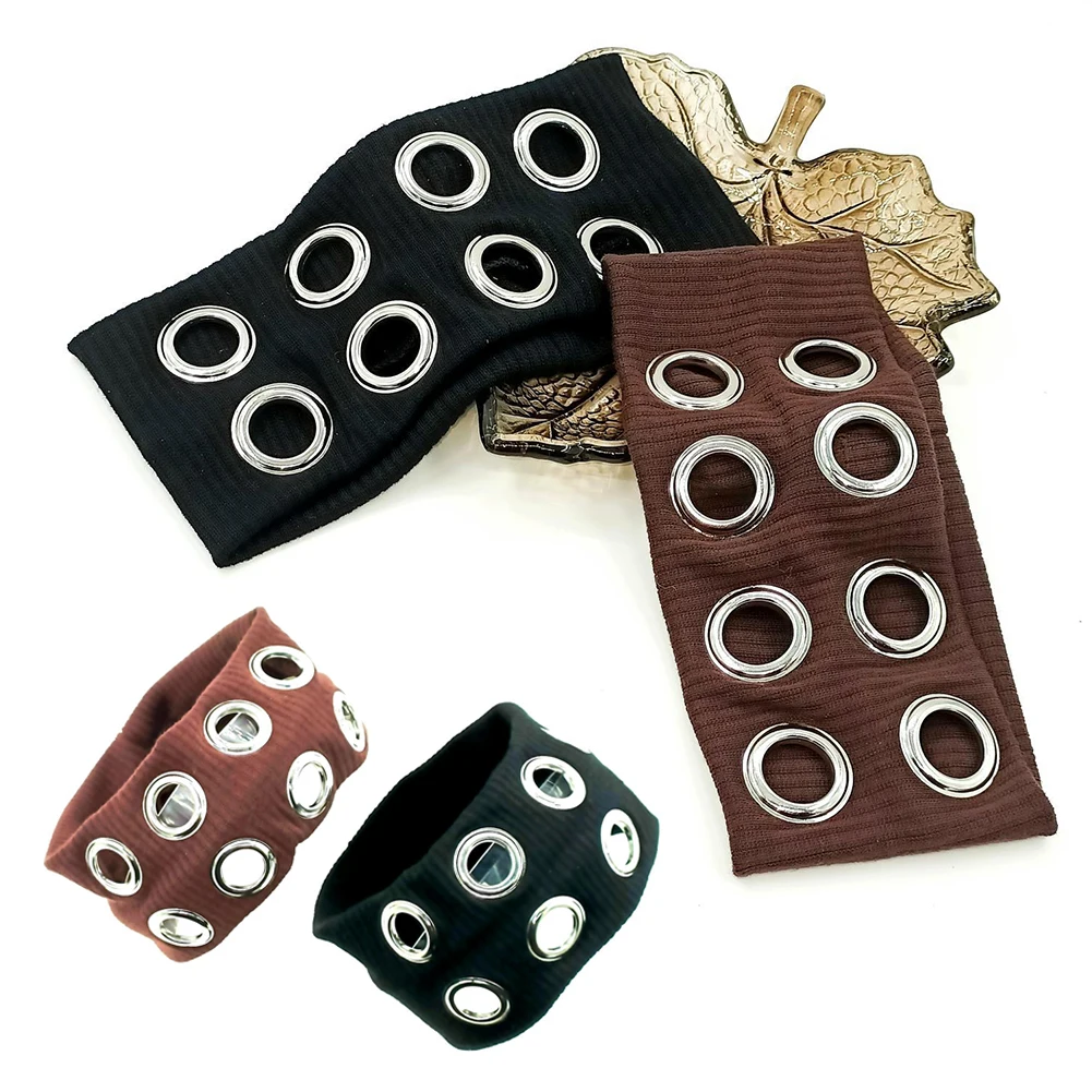 ファブリックメタルアイレットヘッドギアファッション通気性ワイドストレッチヘッドバンドノンスリップロックスポーツヘッドバンドヘアアクセサリー