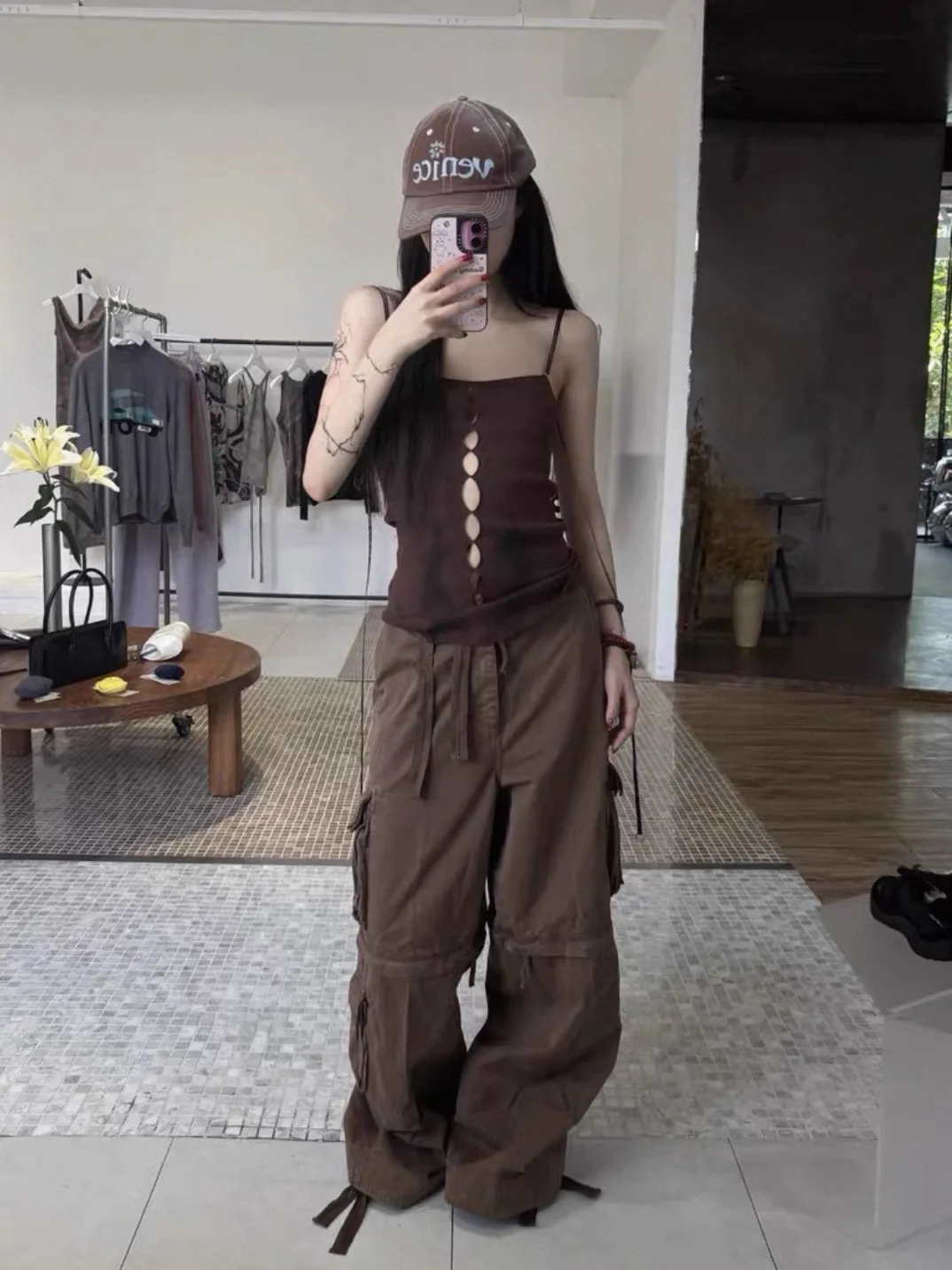 

Винтажные рабочие брюки Waed с несколькими карманами, съемные, прямые, свободные, длинные, в американском уличном стиле, молодежные, повседневные, хлопковые