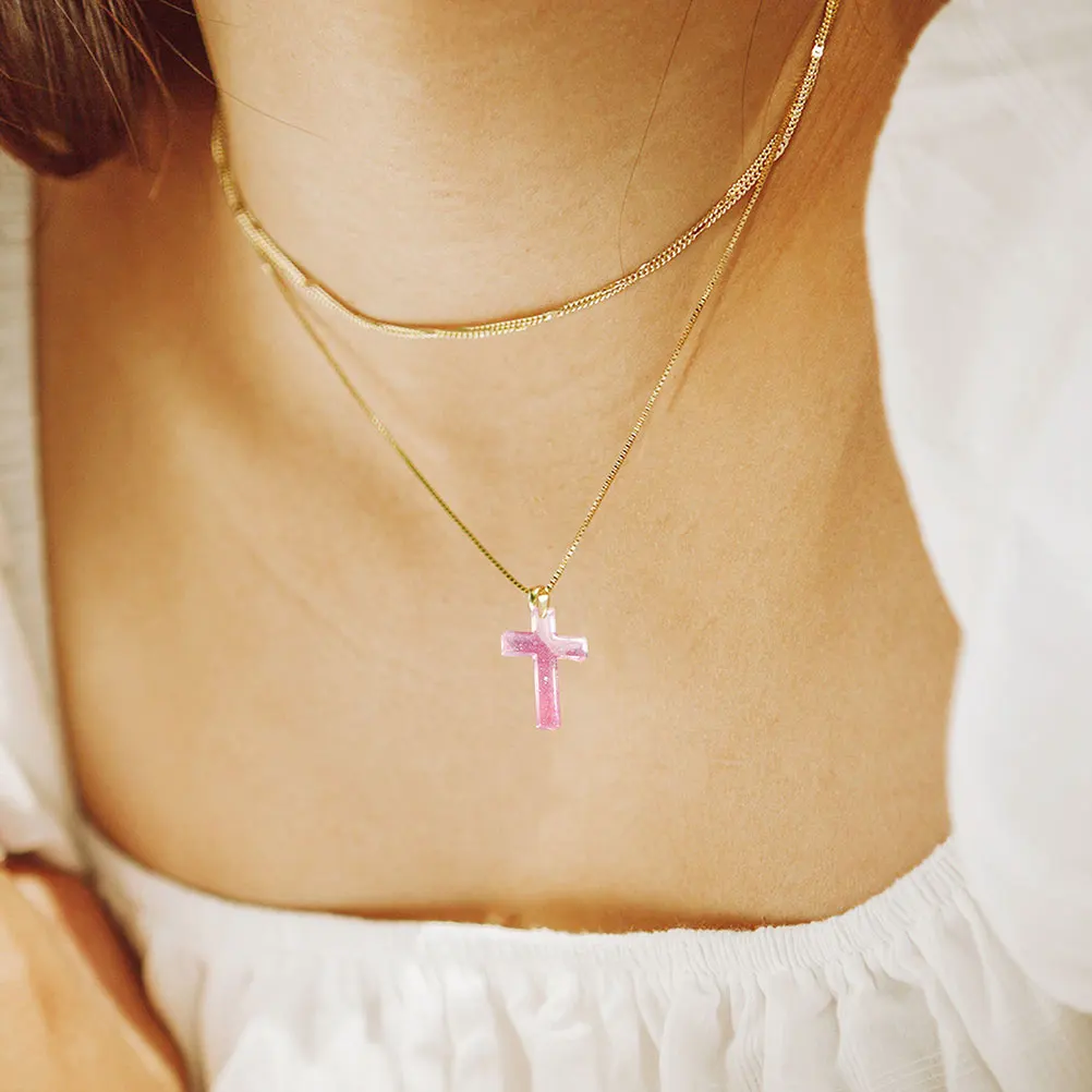 

5 Pcs Cross Pendant Mold Necklace DIY Resin Crafts Silicone Supplies Casting Easy Demold Durable Smooth