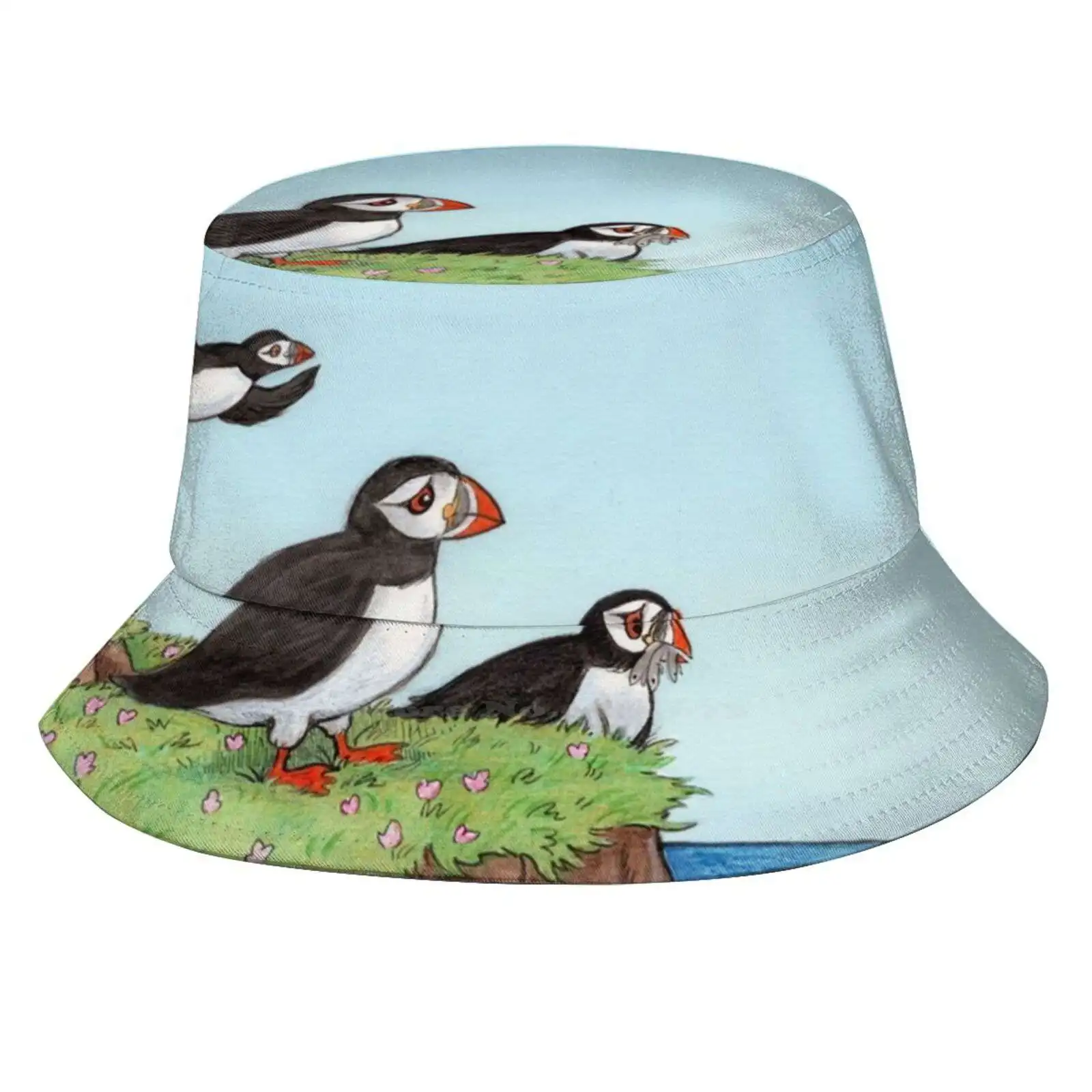 Puffins Unisex Summer Cap Sunscreen Hat Puffins Atlantic Cute Birds Animals Wildlife