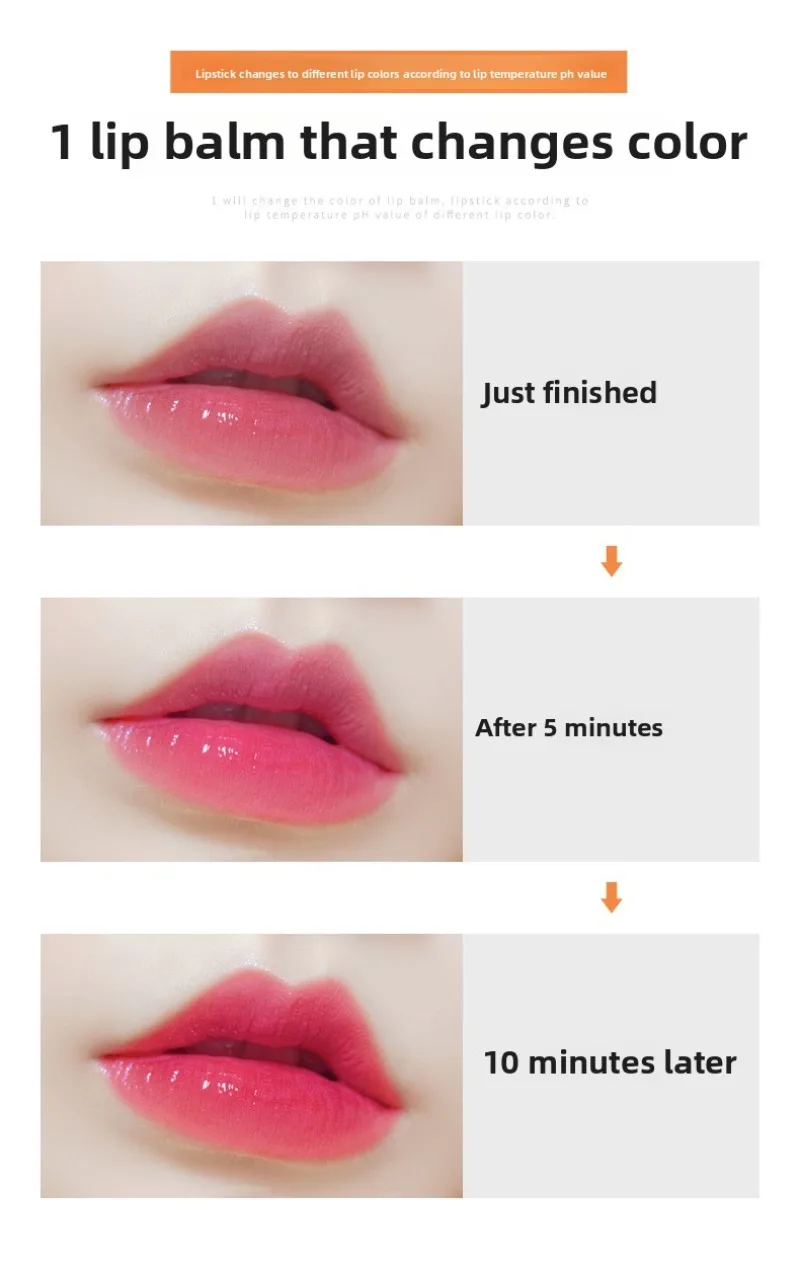 เบต้าแคโรทีนอุณหภูมิสีเปลี่ยน Lip Balm ลิปสติก GLOSS โปร่งใส Long Lasting Moisturize LIPS Make Up Care เครื่องสําอางค์