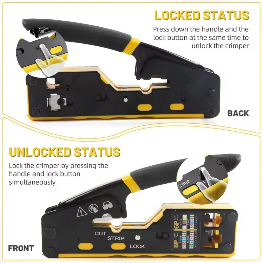 FGCLSY 6088 Multifunctional CRIMPER Through-Hole Wire Crimper 8P6P Dual-Use Pliers for RJ45 Punch-Down RJ45 Crystal Head
