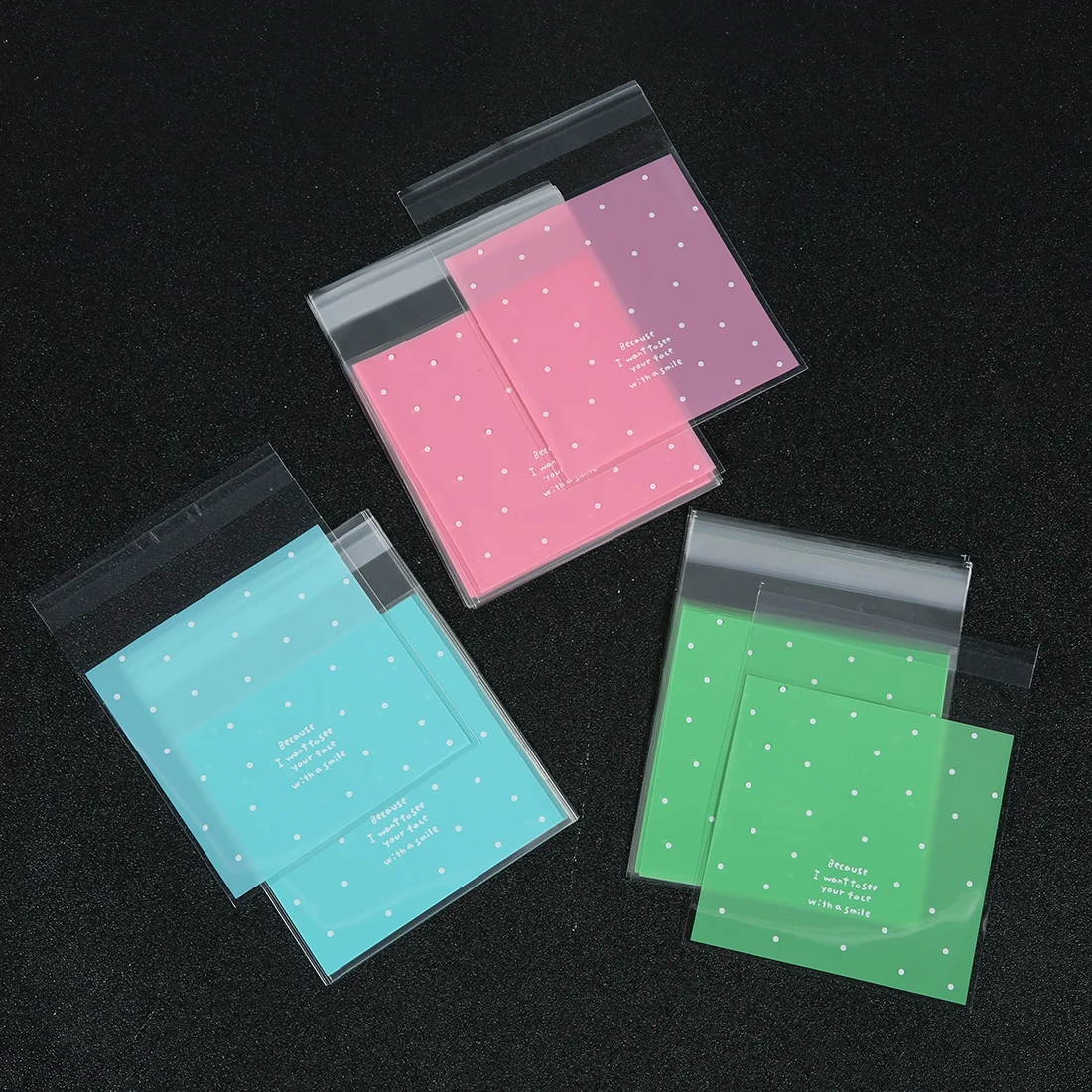 100Pcs/Lot Plastic Cookie Gift Bag Transparent Cellophane Polka Dot Candy Self Adhesive Wedding Birthday Party Cookie Gift Bag