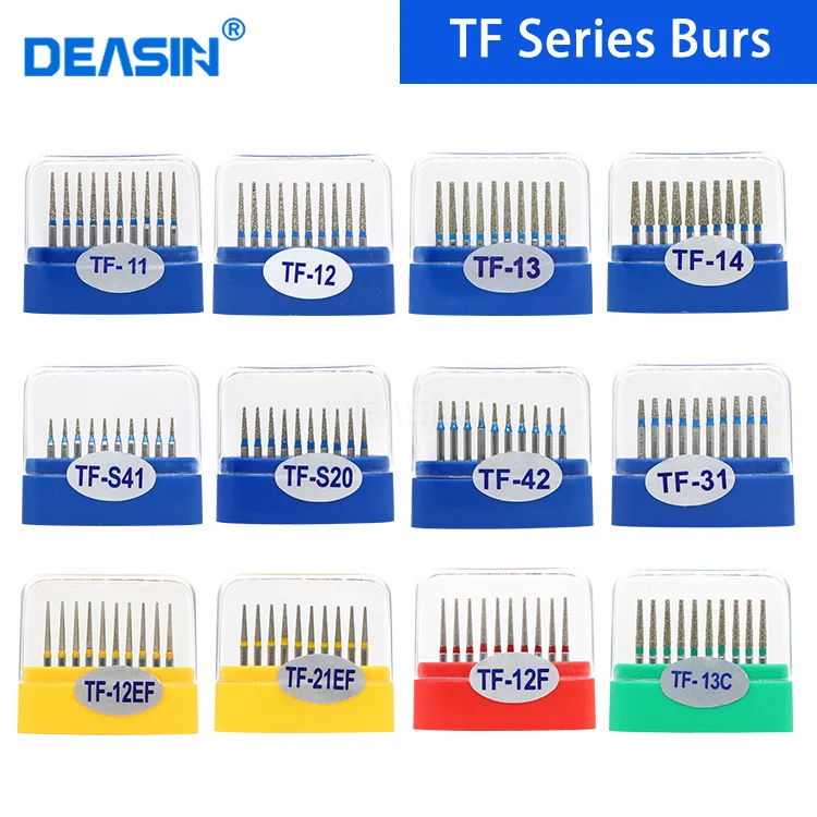 TF Series 10pcs/box Dental Diamond Burs for High Speed Handpieces 1.6mm Extra Coarse Diamond Dentist Grinding Tools