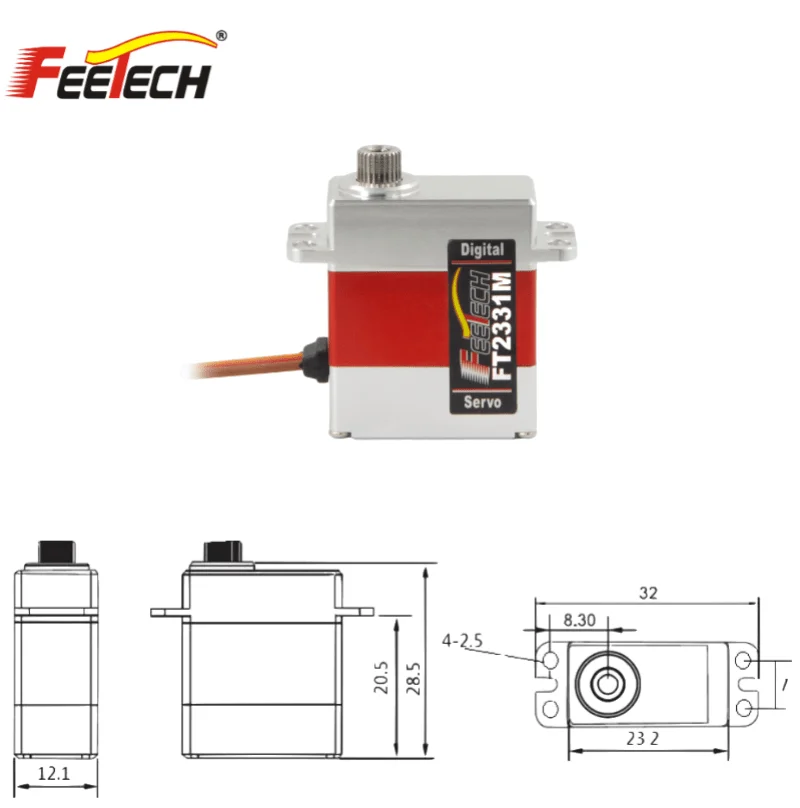 

Feetech FT2331M Цифровой серводвигатель Micro 0,07 сек/60 градусов 3,5 кг Маленький металлический цифровой серводвигатель для радиоуправляемого самолета RC
