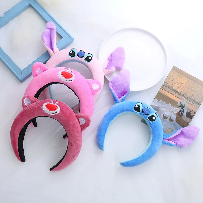 

New Anime Stitch Woman Hair Band Girl Cute 3D HairBand Cartoon Ear Amusement Park Headband Wash Face Birthday Gift